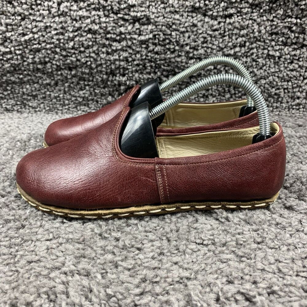 Atlantis Shoes Women’s 9.5 Handmade Barefoot Minimalist Loafers Red Leather